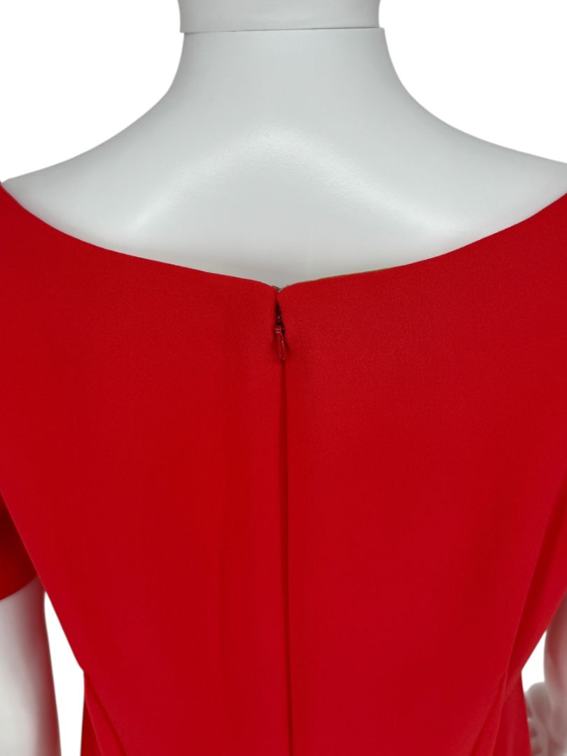 Pamella Roland Sculptural Red Cocktail Dress – Estimated Size 12