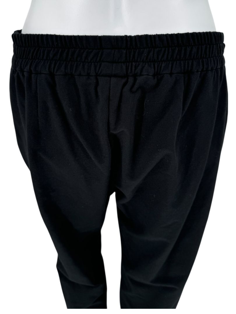 Brunello Cucinelli Black Cotton Joggers with Metallic Trim - Large