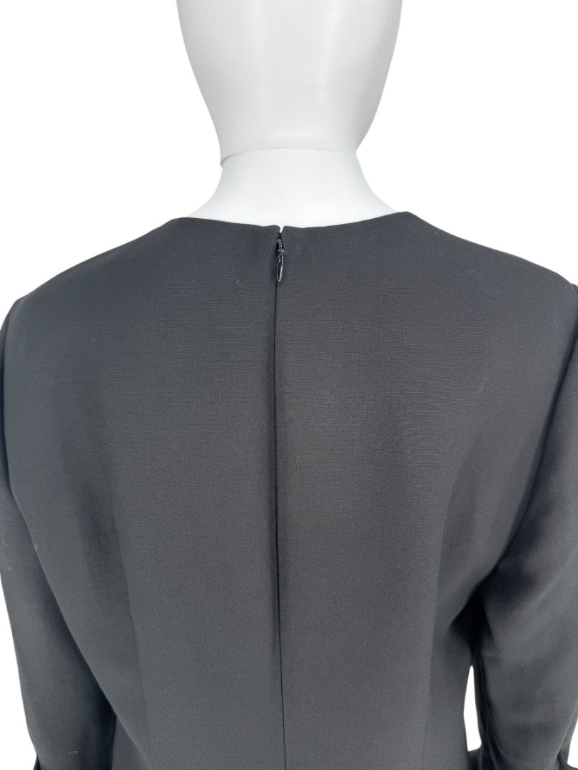 Valentino Black Crepe Ruffle Cuff Dress - Size 10