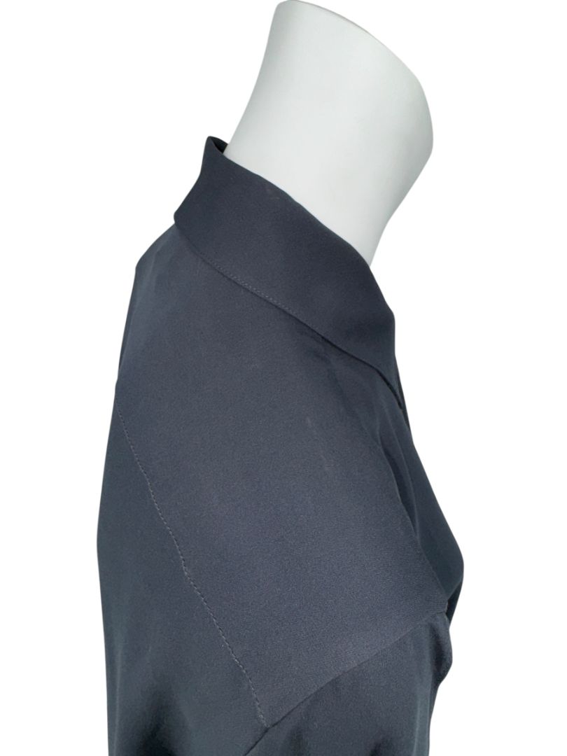 The RowThe Row Midnight Navy Silk Blouse with Twist-Sleeve Detail – Size M