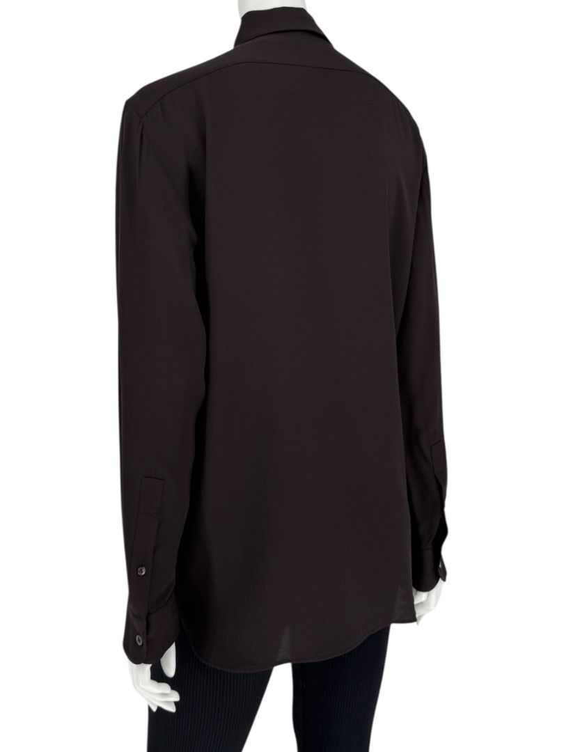 The Row Black Silk Button-Front Shirt – Size XS