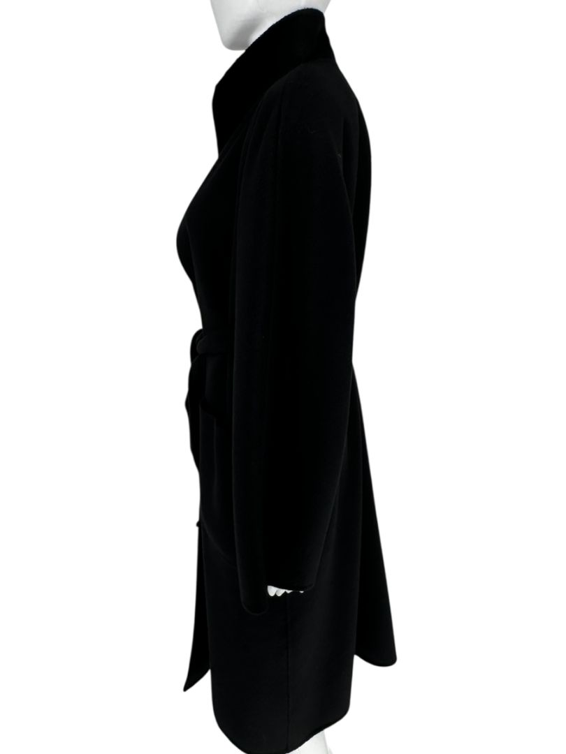 Max Mara ‘Manuela’ Belted Wrap Coat in Black – Size US 10 / IT 44