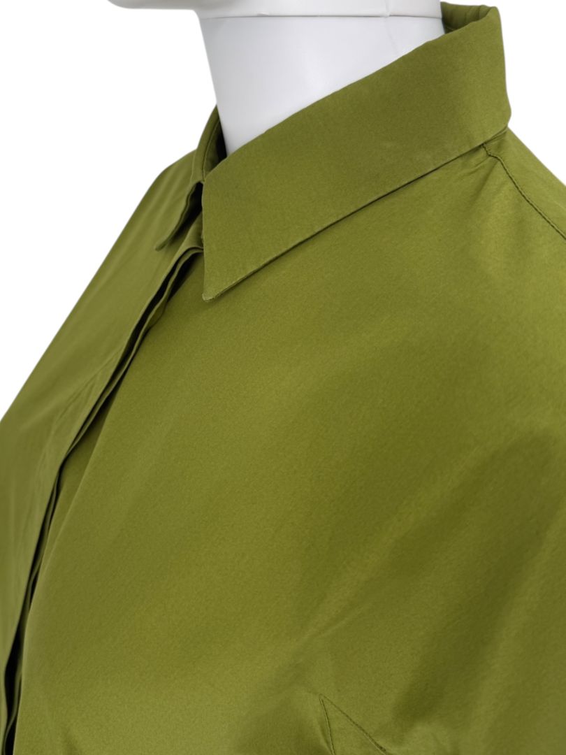 Max Mara Olive Green Cotton Poplin Tunic Shirt – Size IT 42 (US 6)