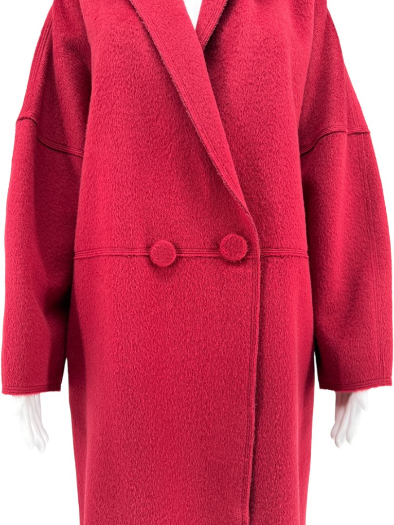 Pamella Roland Burgundy Cashmere Double-Breasted Coat – Size L
