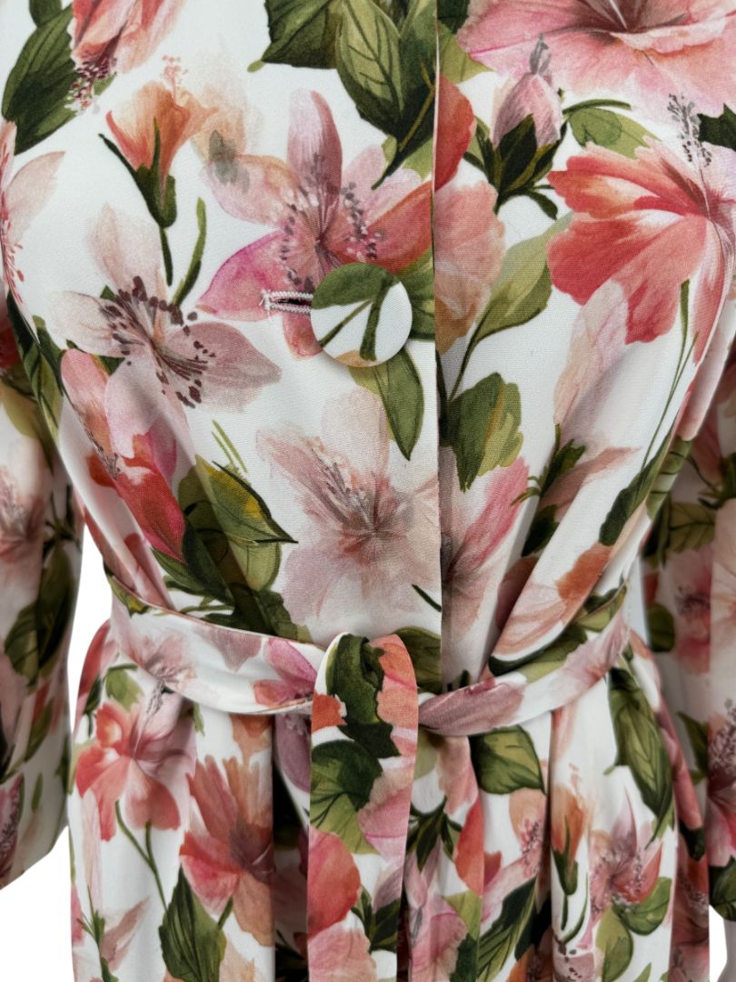 Pamella Roland Pink & Green Floral Belted Jacket – Large