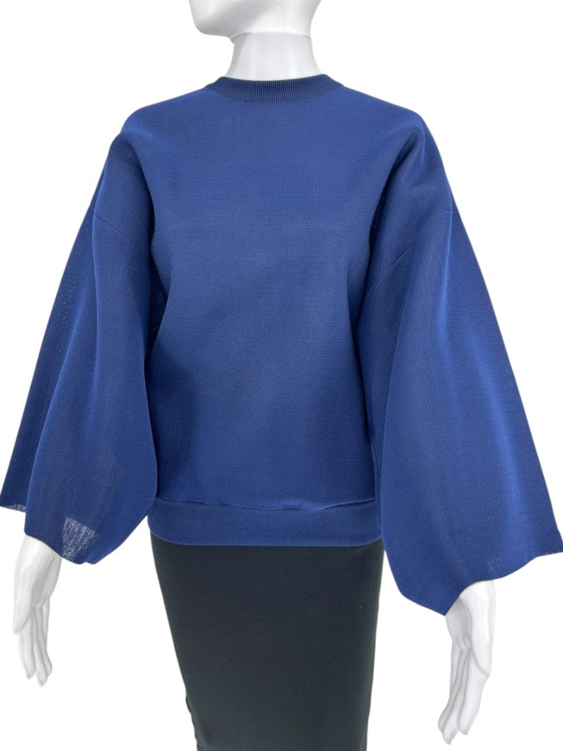 Givenchy Navy Draped Sleeve Silk-Blend Sweater – Size L