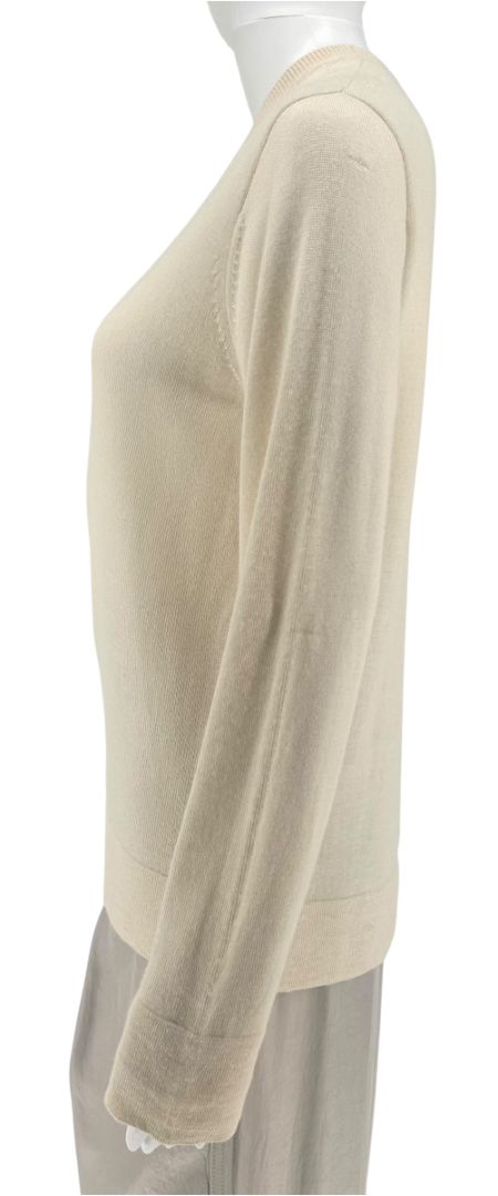 The Row Ivory Cashmere-Silk Crewneck Sweater – Size L
