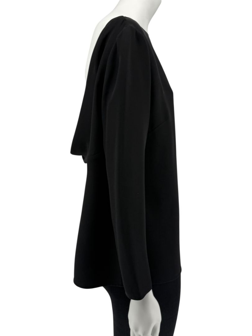 Valentino Black Draped Back Long Sleeve Blouse – Size 10 (IT 46)