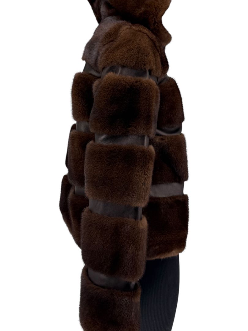 Michael Kors Chocolate Brown Mink Fur & Leather Bomber Jacket – Size 8