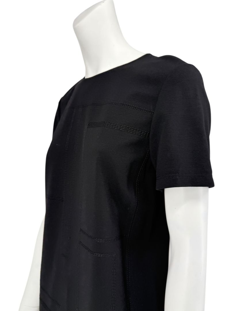 Lafayette 148 Black Textured Knit Shift Dress - Size M
