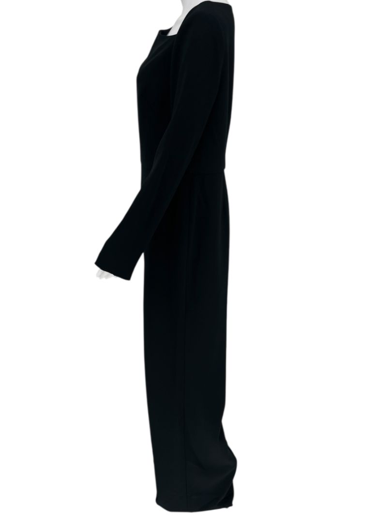 Pamella Roland Black Crepe Long Sleeve Jumpsuit – Size: Large