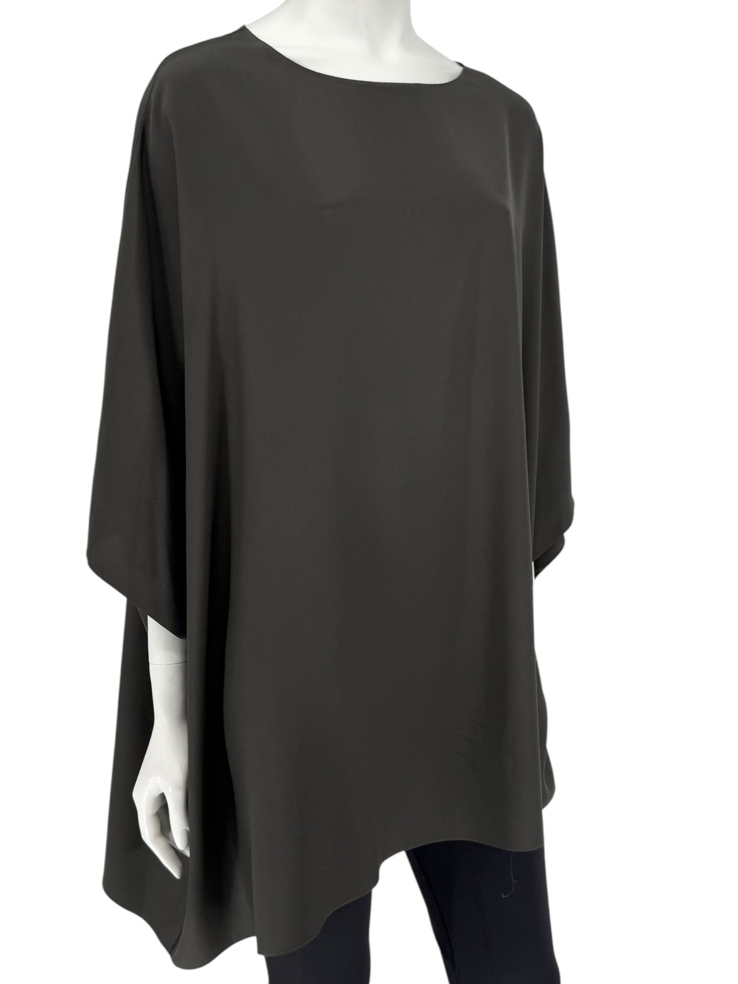 The Row Charcoal Grey Silk Oversized Tunic Blouse – Size M