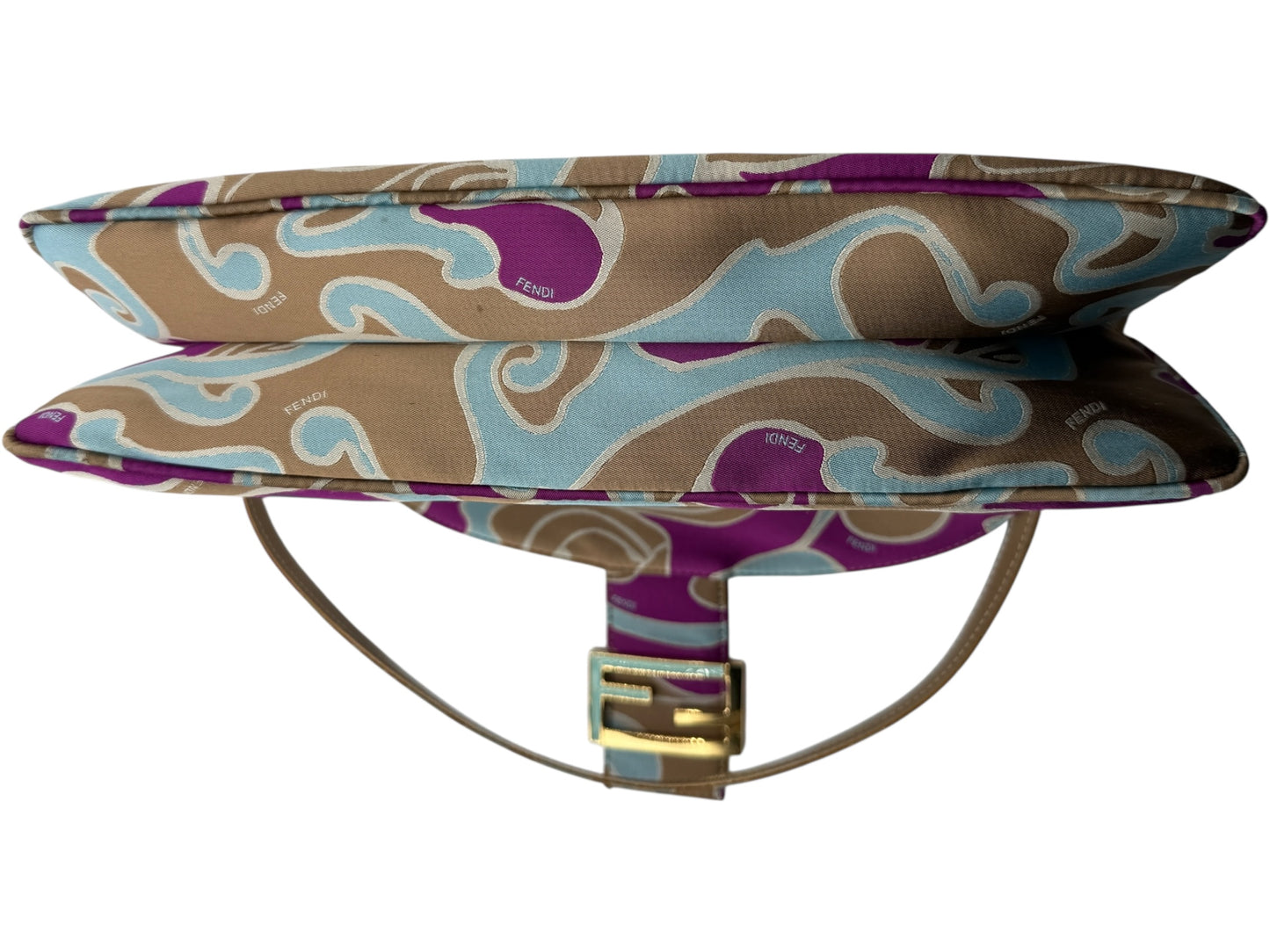 Fendi 2001 Multicolor Satin Psychedelic Print Baguette "Momma" Shoulder Bag