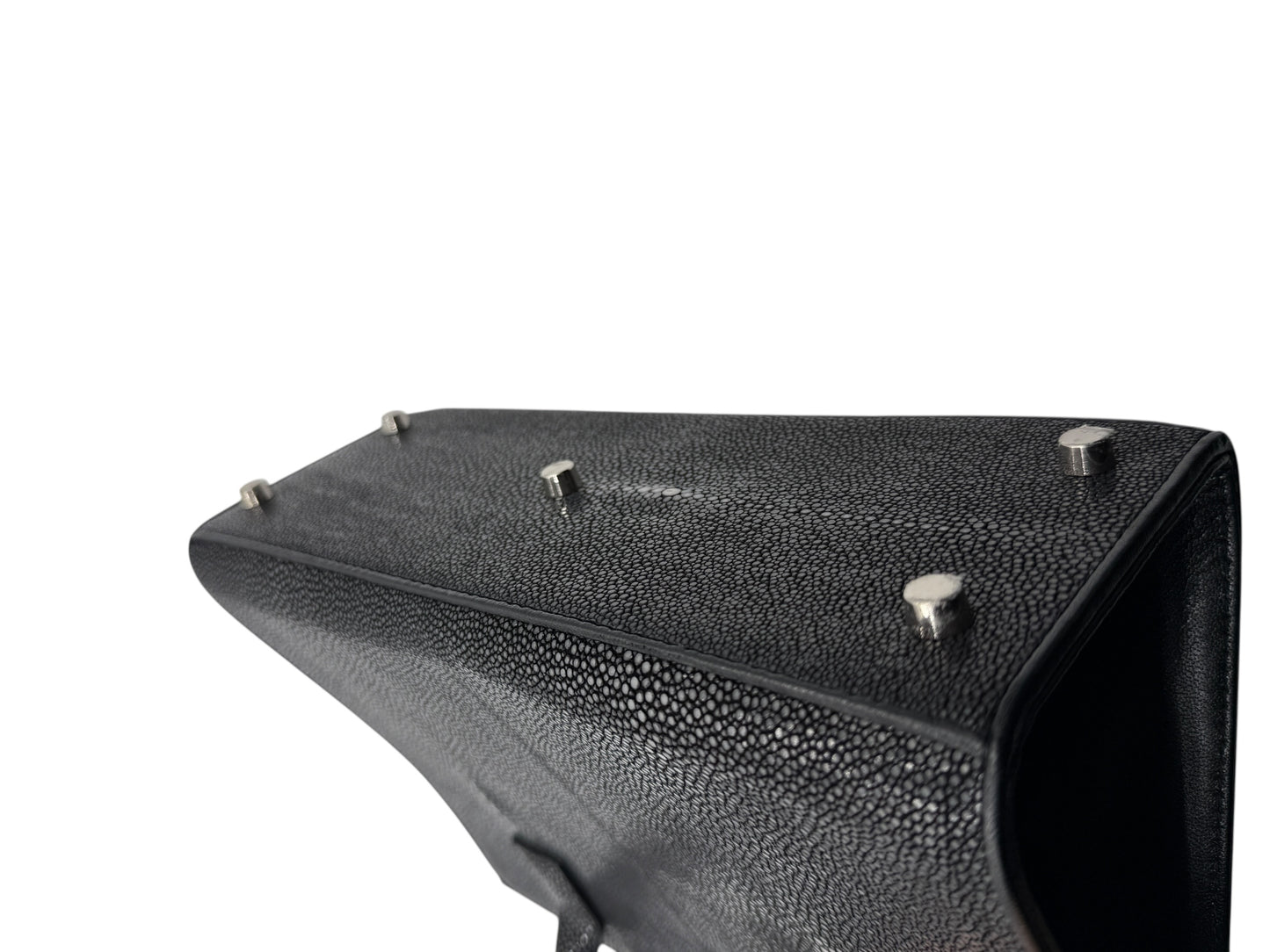 Crawford Black Shagreen/Stingray Top Handle Bag w/ 925 Silver Hardware