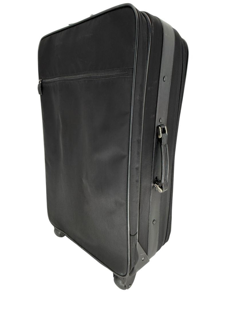Prada Black Nylon Rolling Suitcase with Saffiano Leather Trim – 26.5" x 17.5" x 9.5"