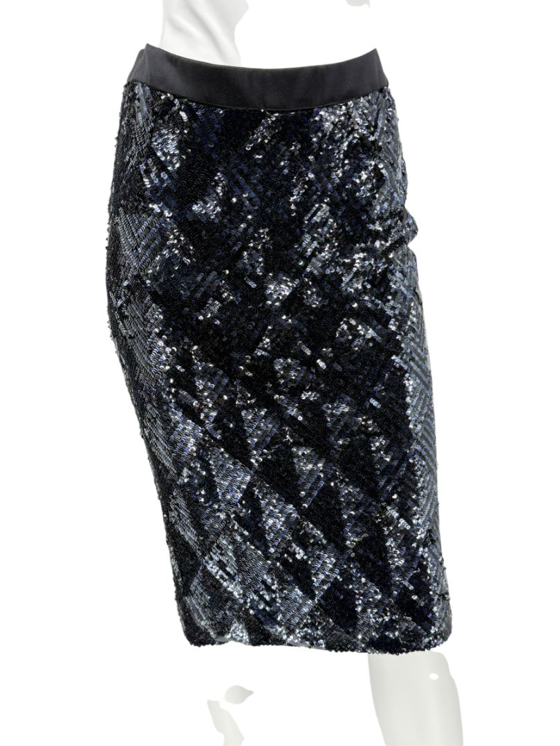 Pamella Roland Black Sequin Pencil Skirt – Large