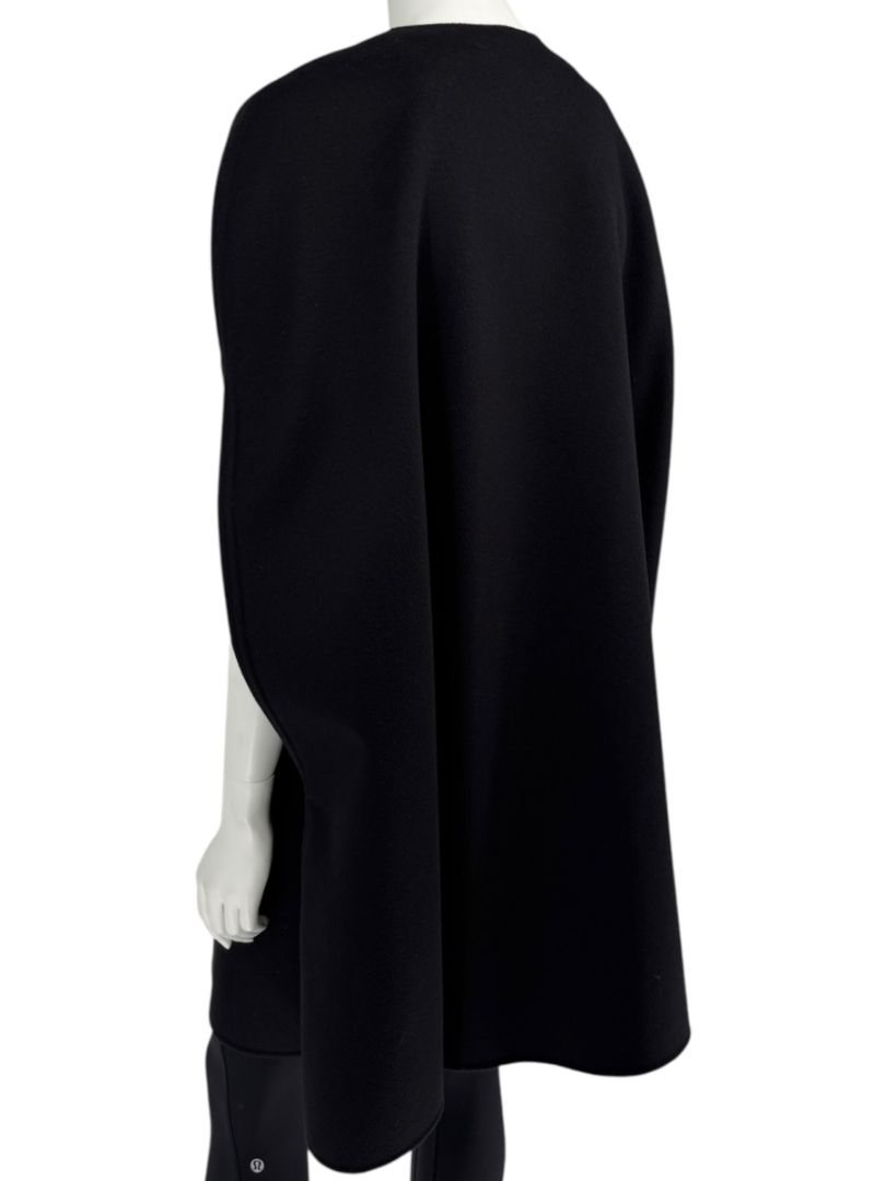 Valentino Black Wool/Cashmere Cape with Scalloped Edge – Size 10