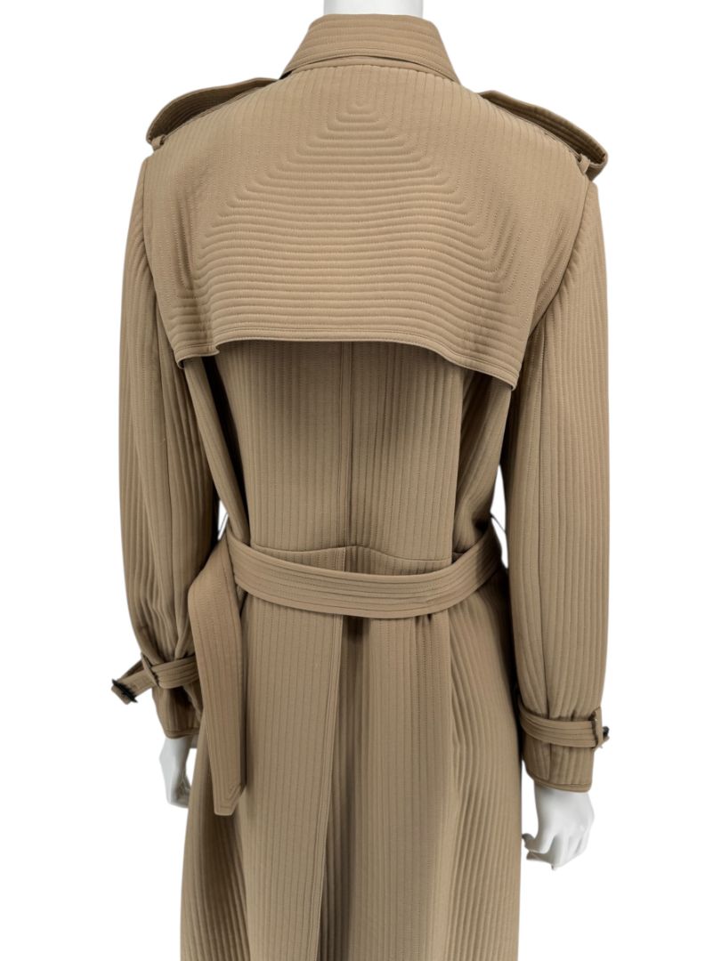 Valentino Camel Quilted Longline Trench Coat – Size IT 44 / US 10