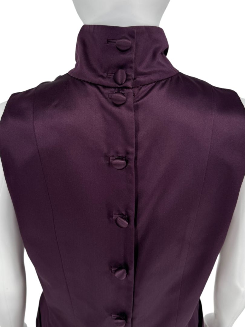 Plum High Neck Sleeveless Gown with Back Bow Detail – Large