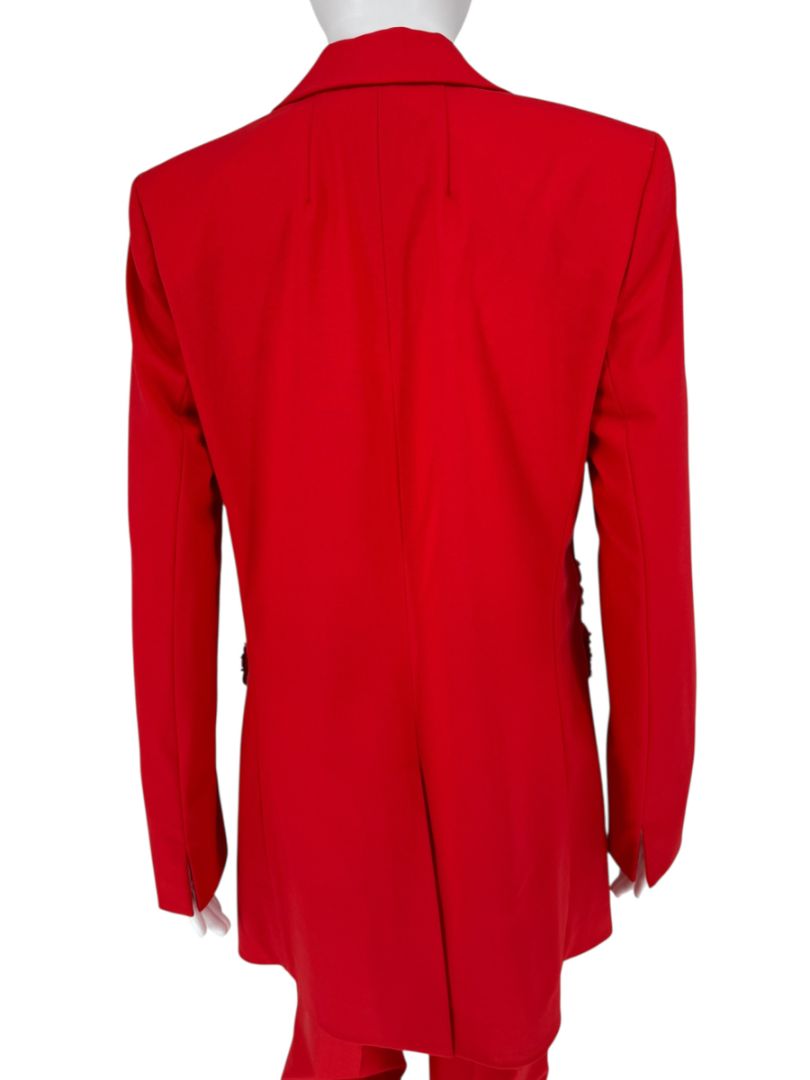 Pamella Roland Red Crystal Embellished Pocket Pant Suit – Large