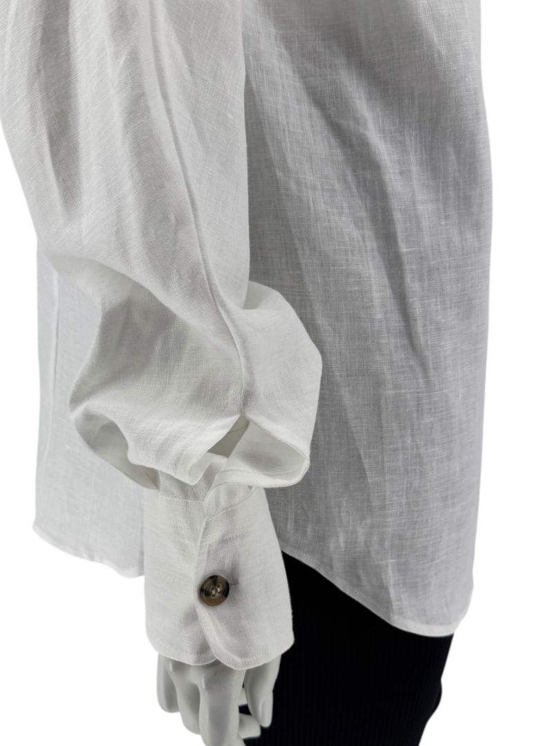 WOERA White Linen Button-Up Shirt – Size M
