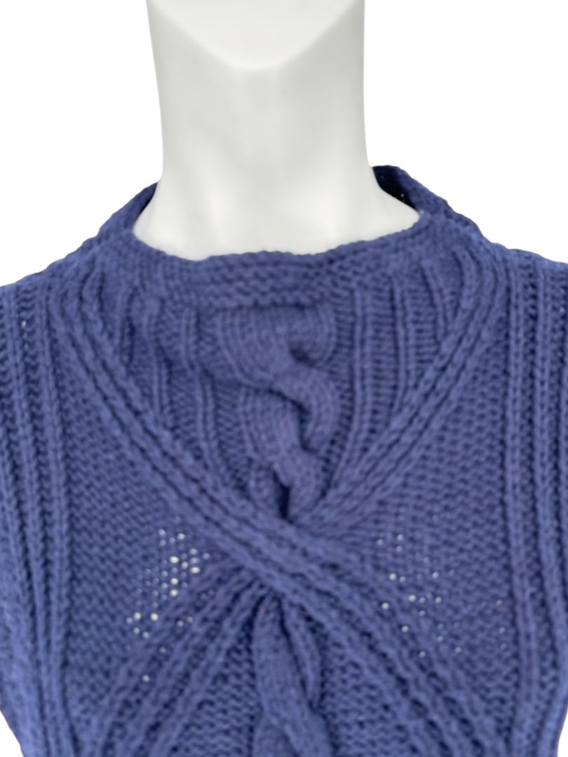 HANIA by Anya Cole Navy Hand-Knit Cable Vest – O/S