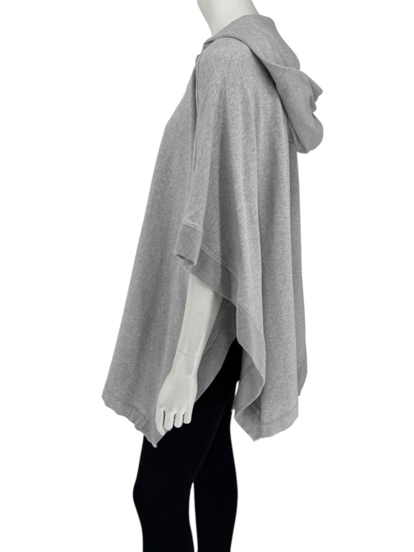 L’Agence Gray Viscose-Silk Hoodie Poncho – One Size