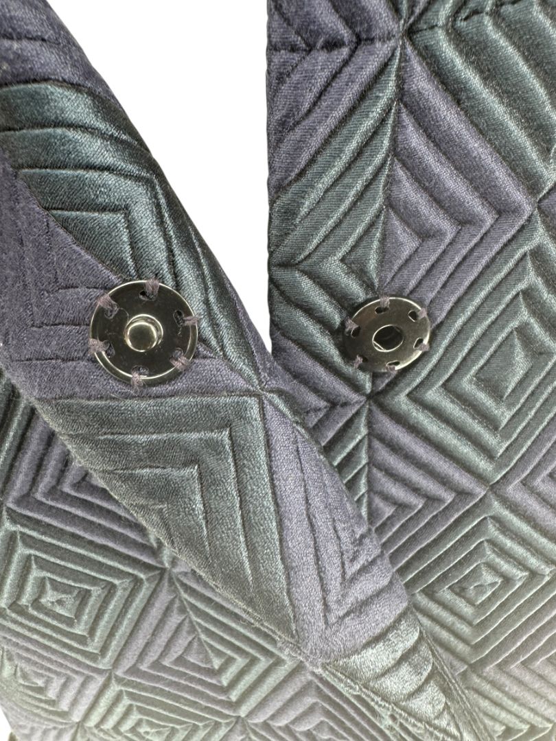 Pamella Roland Navy Geometric-Quilted Long Coat – Large