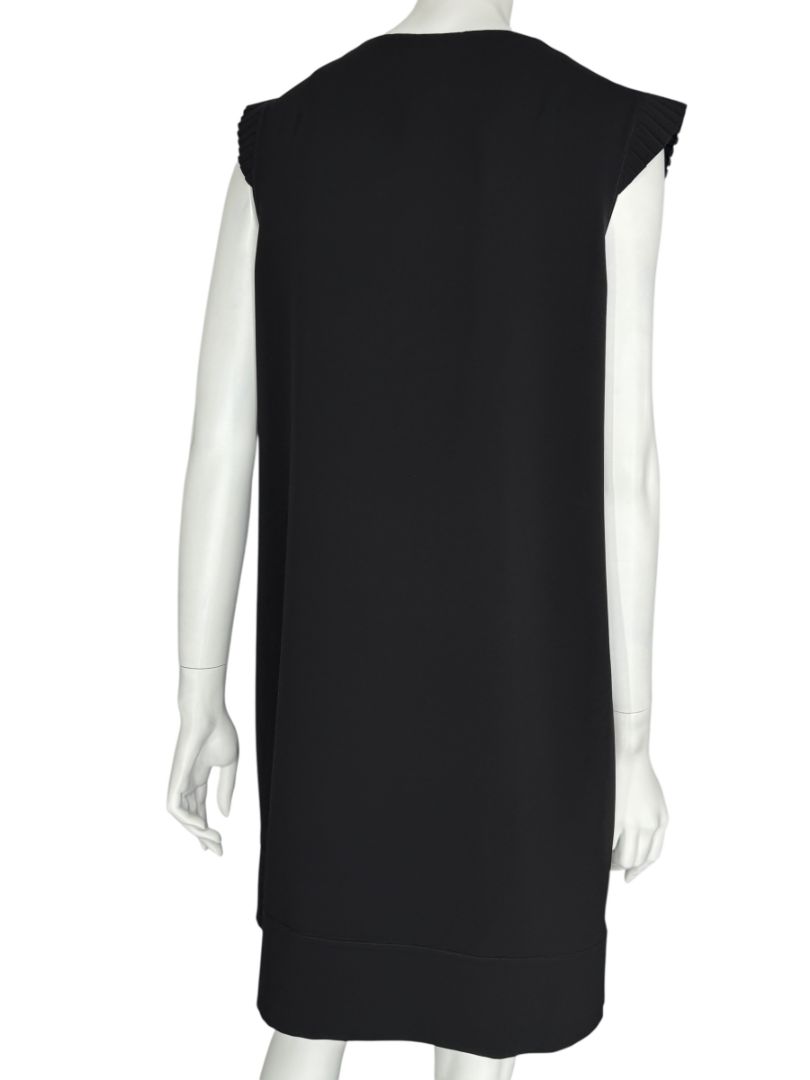 Akris Punto Black Sleeveless Pleated Trim Shift Dress – Size 10
