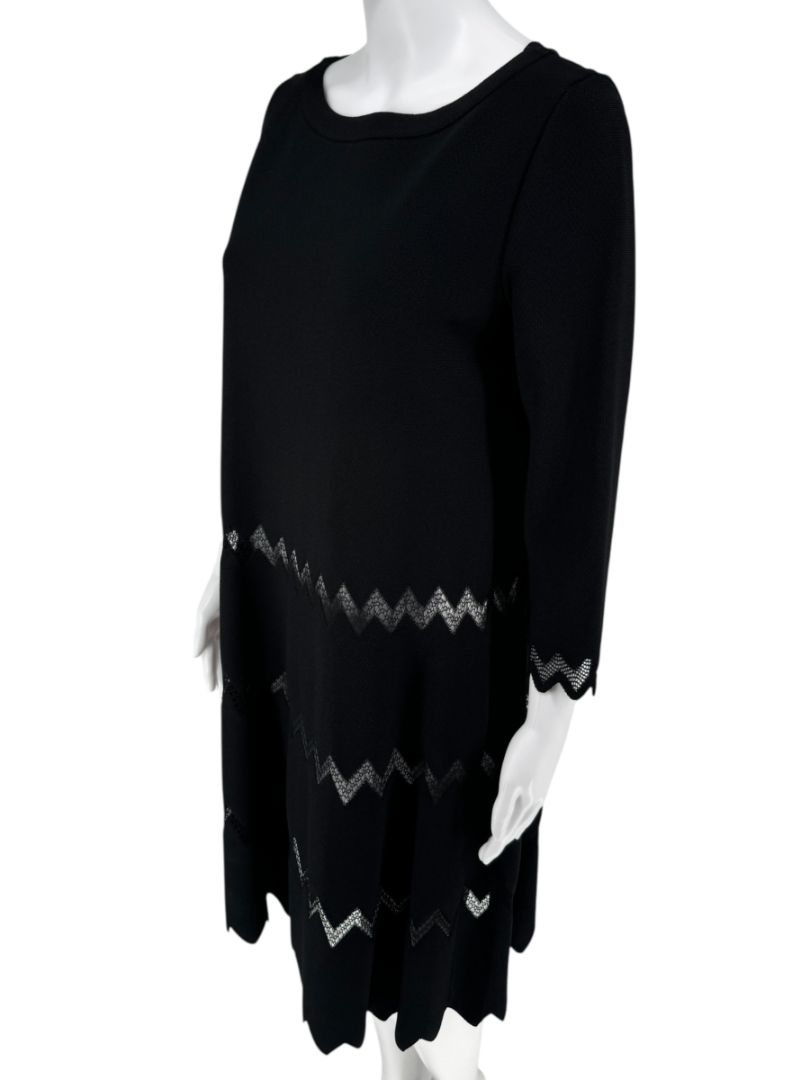 Alaïa Paris Black Zigzag Lace-Trim Knit Dress - Size 44