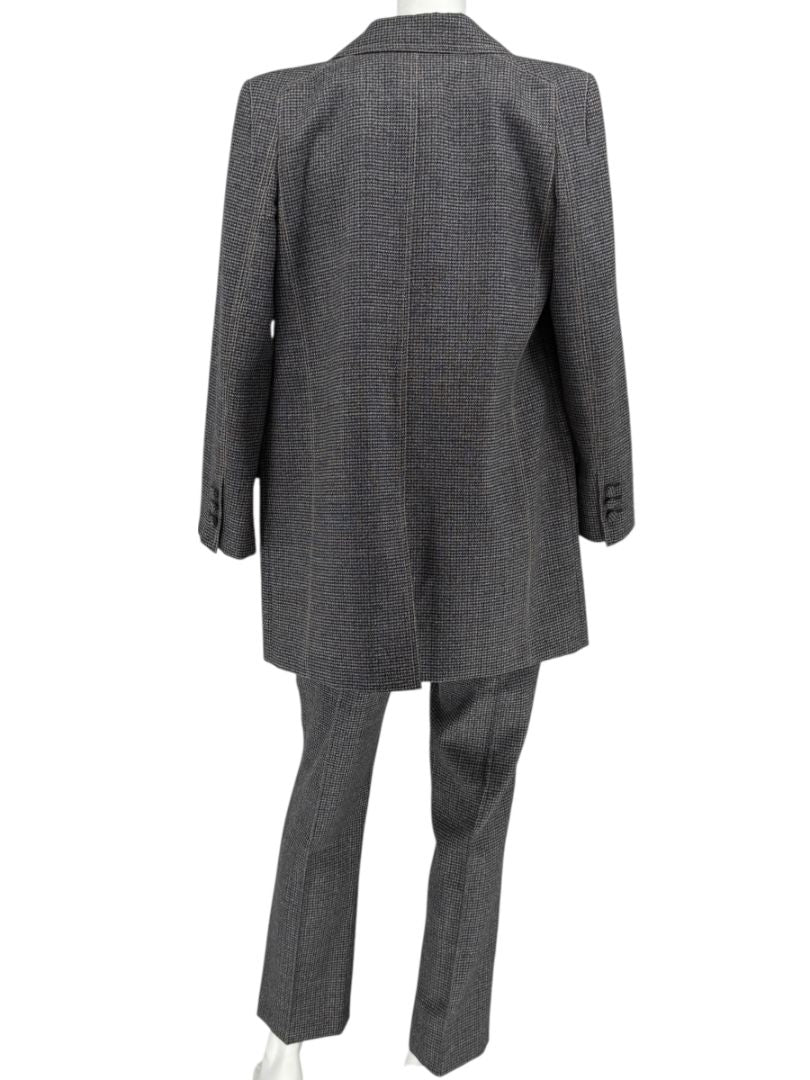 Fendi Roma Grey Wool-Blend Checked Pantsuit – Size IT 42 (Jacket) / IT 40 (Pants)