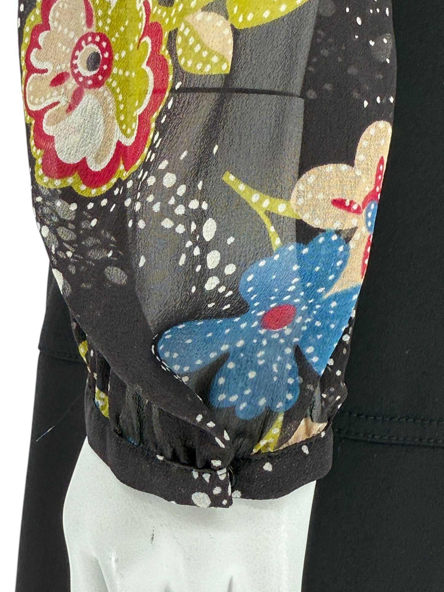Moschino Virgin Wool Sweater with Sheer Floral Sleeves – Size 8 (IT 38)