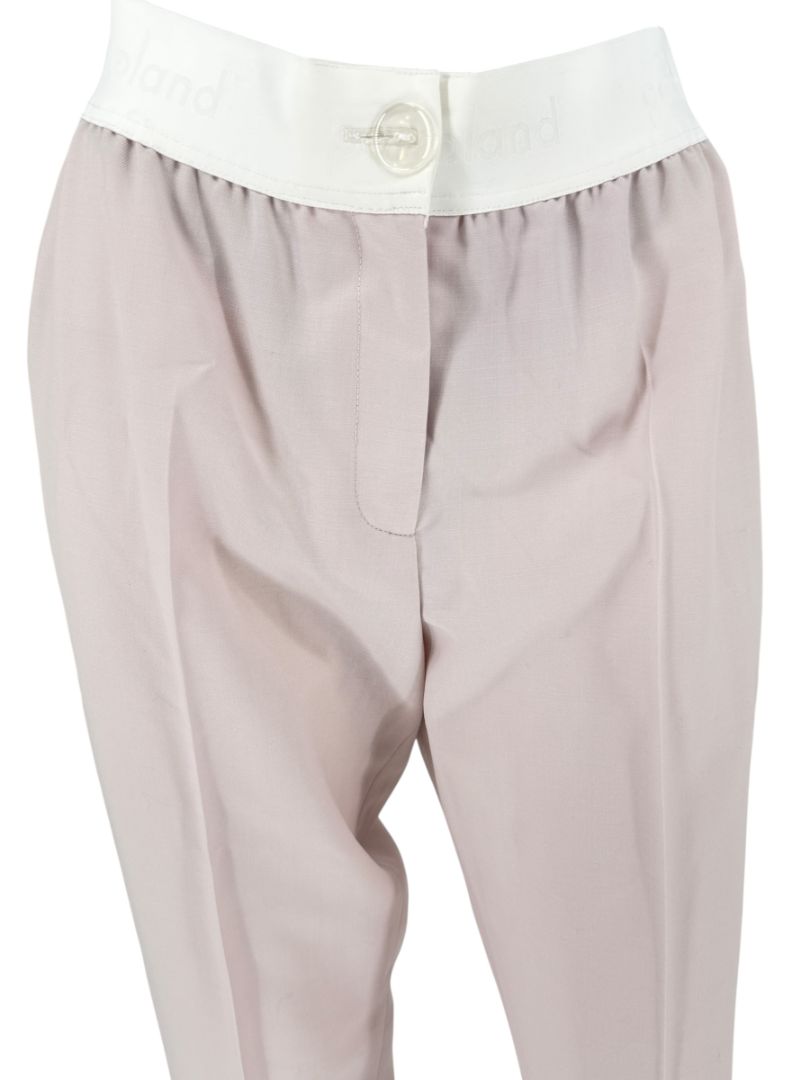 Pamella Roland Pale Pink Pants with White Logo Waistband – Large