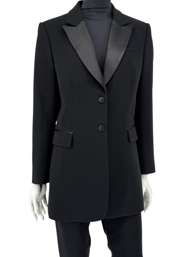 Altuzarra Black Satin-Lapel Tuxedo Blazer & Pants Set – Size IT 44 (US 10