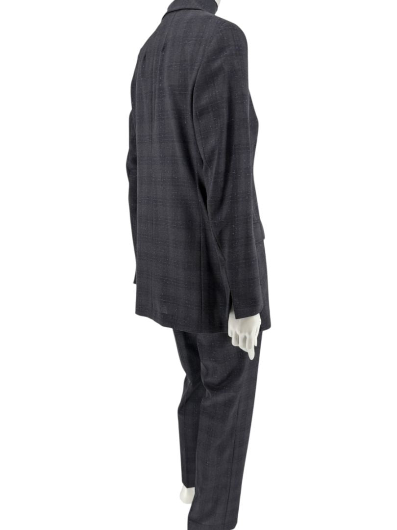 Akris Punto Grey Wool Suit with Purple Fleck Detailing – Size US 10