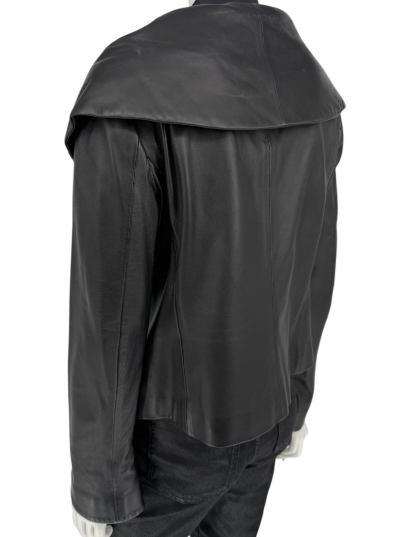 Armani Collezioni Black Leather Sculpted Jacket – Size 12