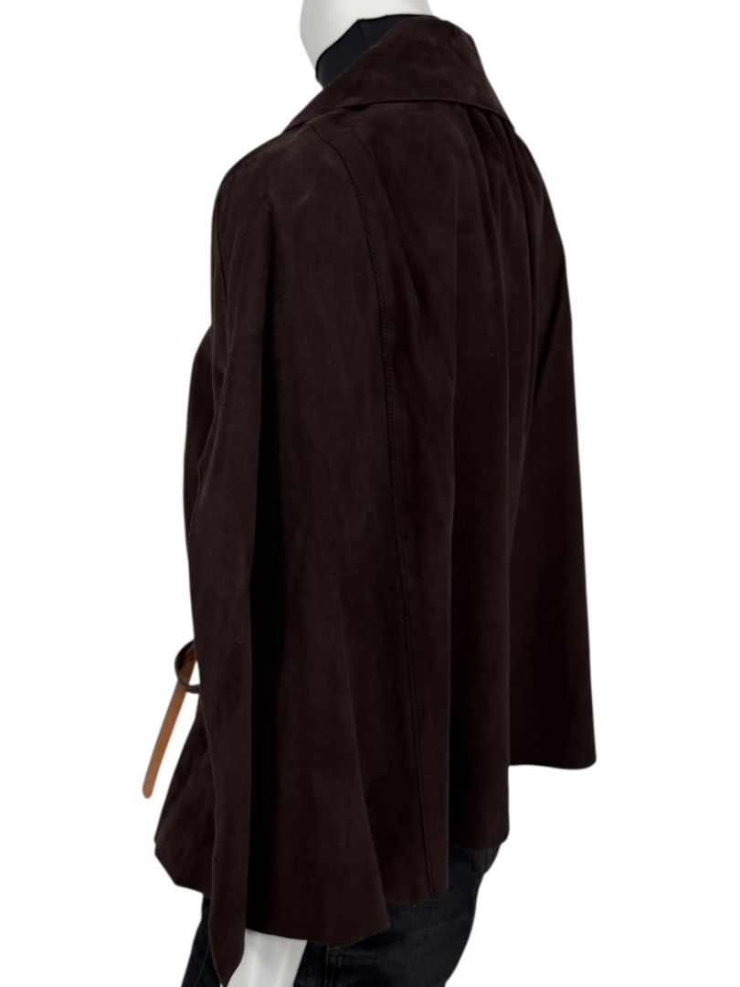 Akris Chocolate Brown Suede Cape Jacket – Size 12
