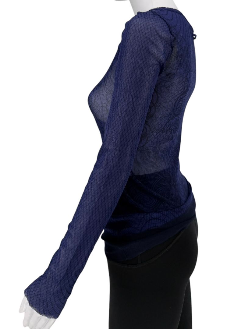 Jean Paul Gaultier Maille Femme Printed Mesh Top - Large