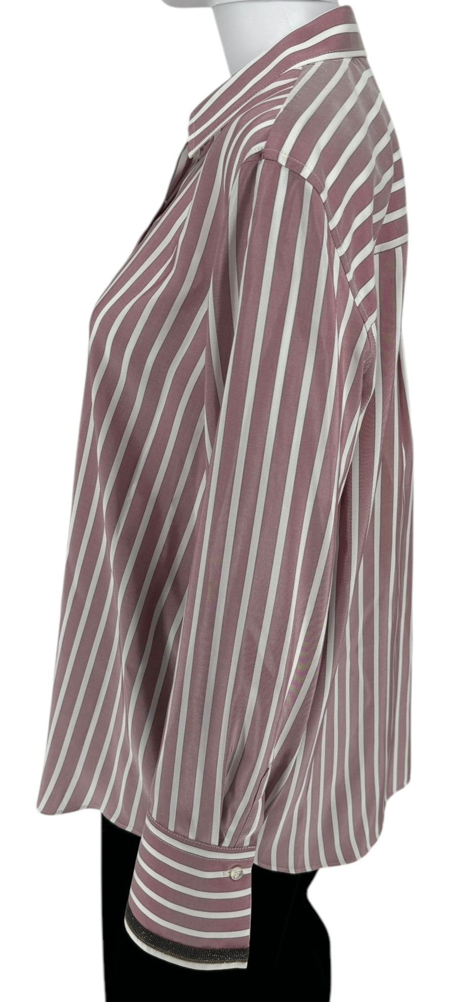 Brunello Cucinelli Silk NWT Striped Button-Up Shirt - Size L