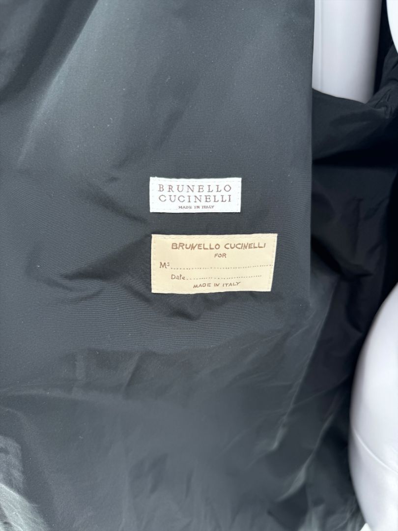 Brunello Cucinelli Olive Nylon Hooded Parka with Monili Trim - Size 10