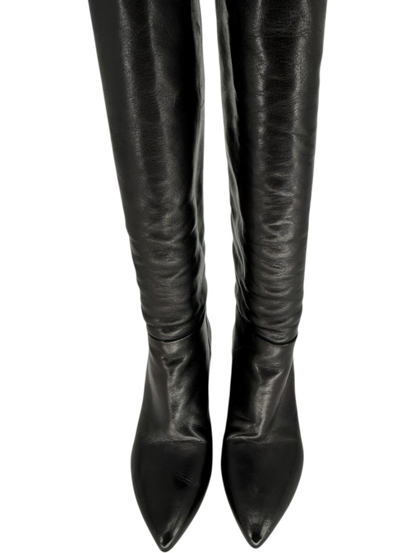 Prada Black Leather Knee-High Boots – Size 39.5
