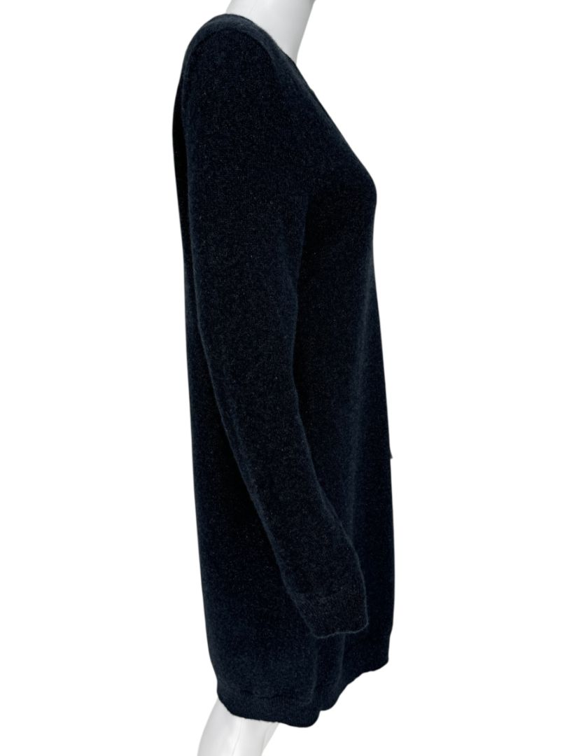 Loro Piana Navy Cashmere Split-Neck Tunic Sweater Dress – Size L