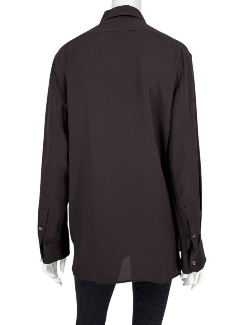 The Row Black Silk Button-Front Shirt – Size XS