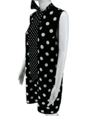 Andrew Gn Black & White Polka Dot Sleeveless Silk Shift Dress - Size 46