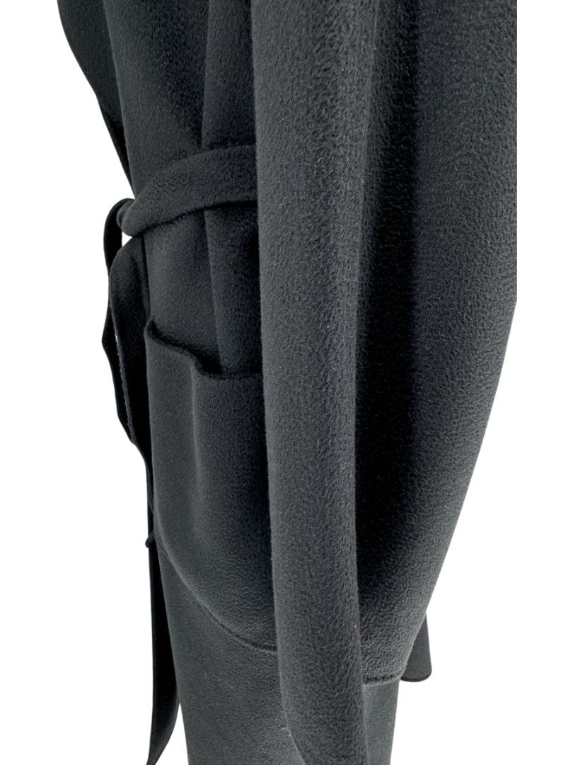 Max Mara ‘Manuela’ Belted Wrap Coat in Black – Size US 10 / IT 44
