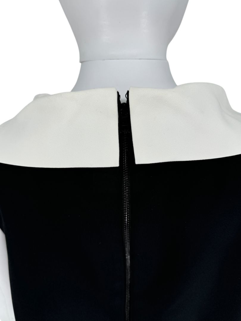 Alice + Olivia Black Shift Dress with Contrast Collar - Size 10