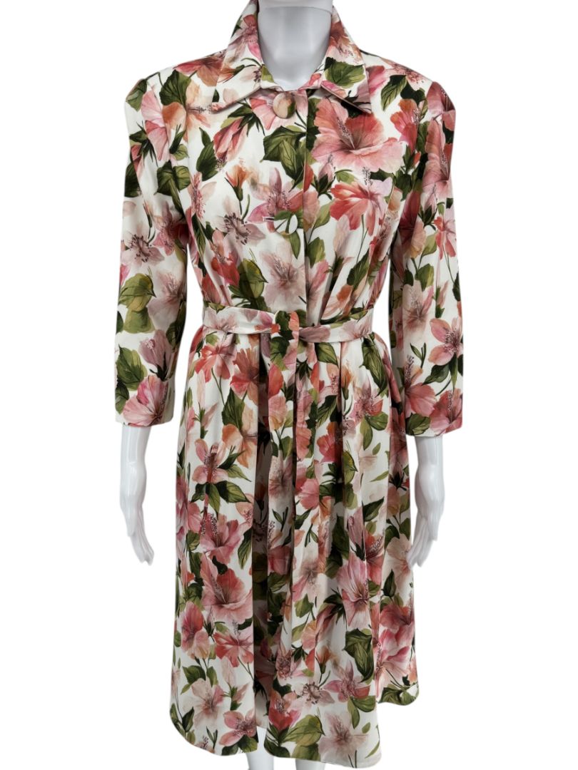 Pamella Roland Pink & Green Floral Belted Jacket – Large