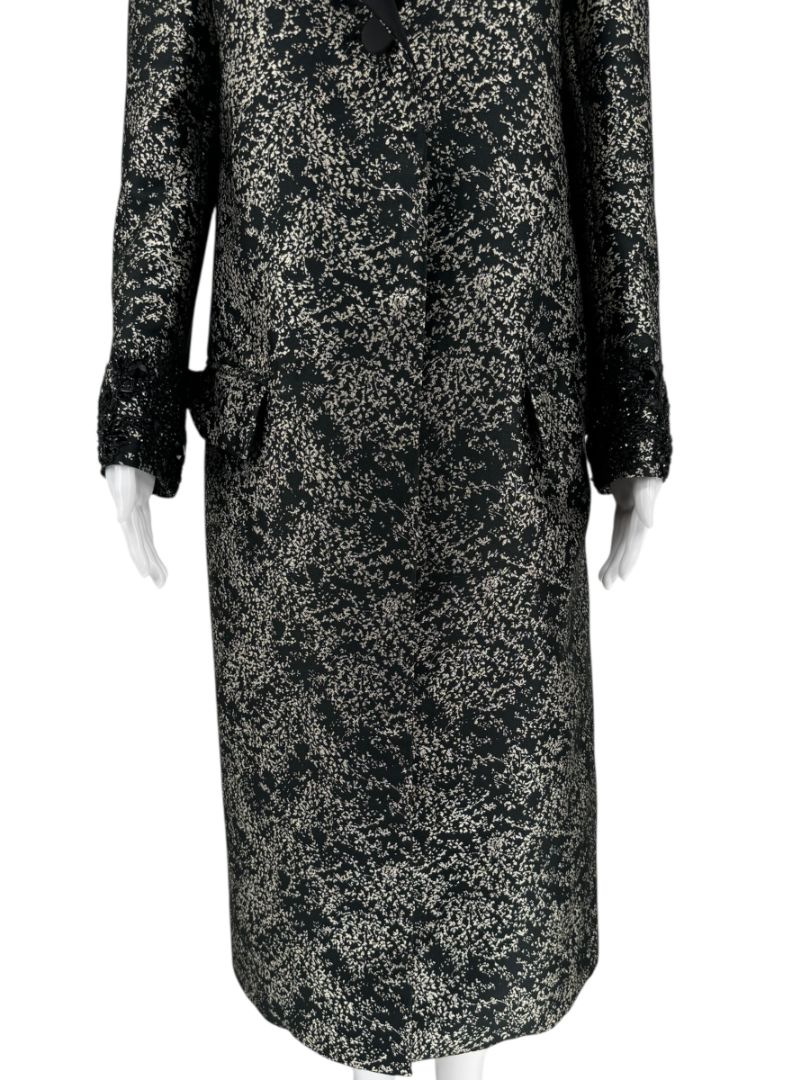 Pamella Roland Metallic Brocade Tuxedo Coat with Beaded Cuffs – Large