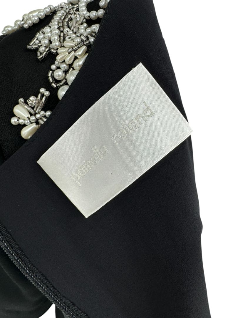 Pamella Roland Black Embellished Asymmetrical Sheath Dress – Large