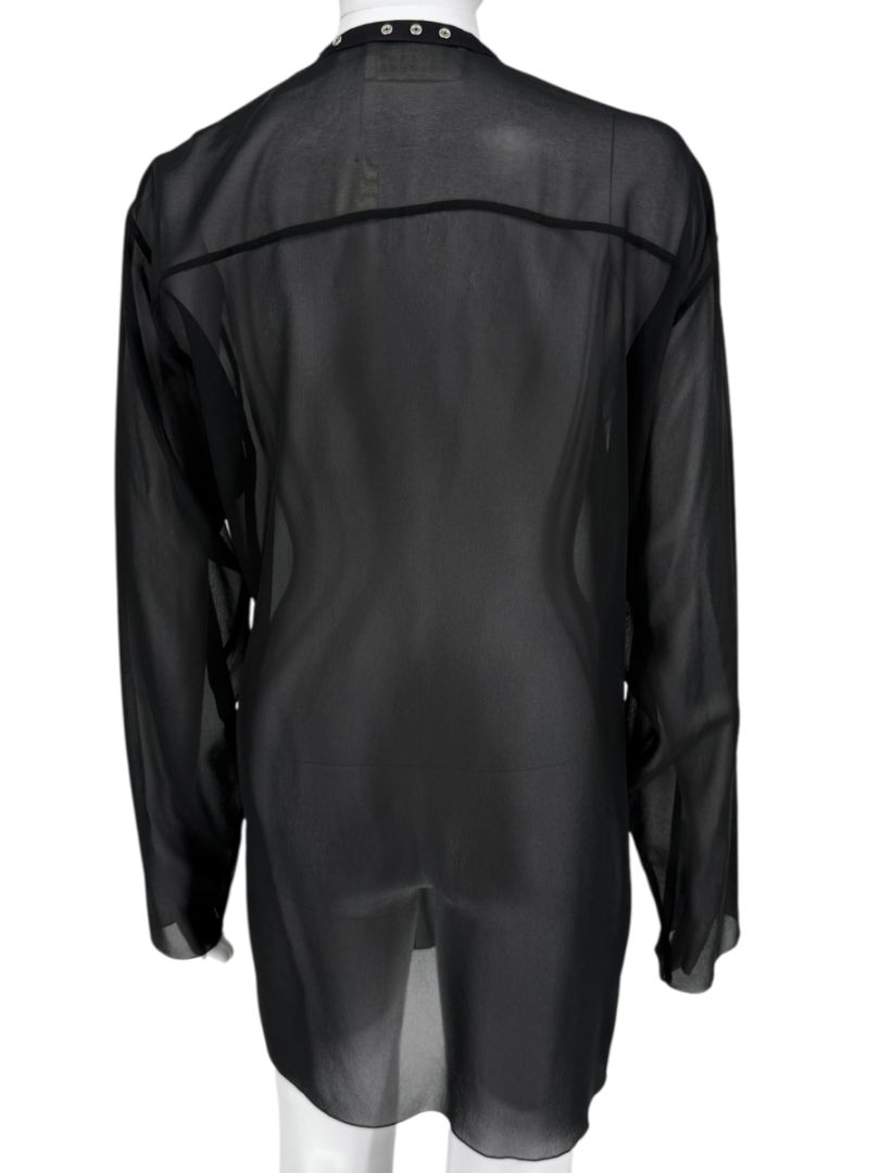Maison Margiela Sheer Black Button-Front Blouse/Cover-Up – IT 42